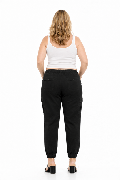 Cargo Joggers for Women and Deep Pockets Black