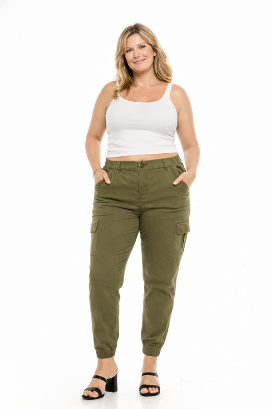 Cargo Joggers for Women and Deep Pockets Olive