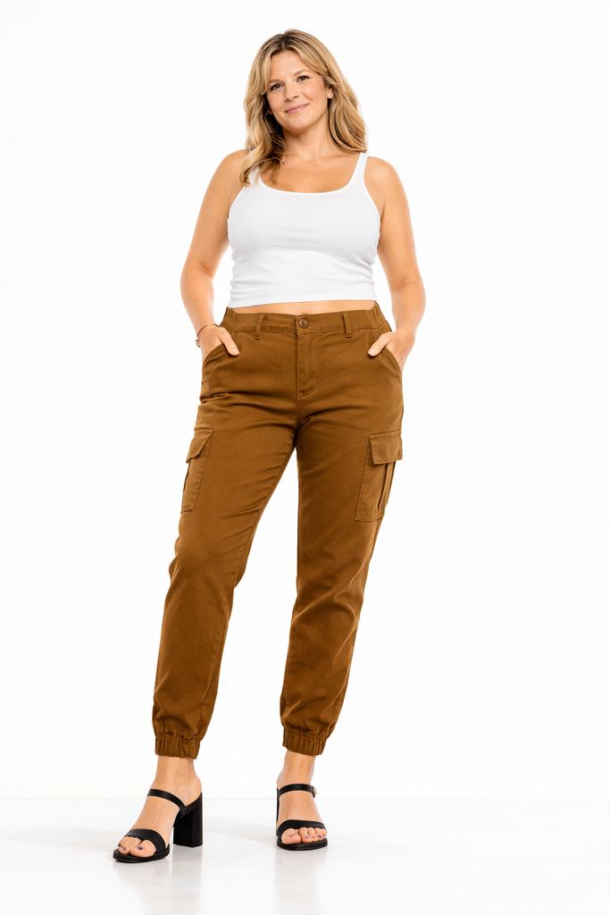 Cargo Joggers for Women and Deep Pockets Camel