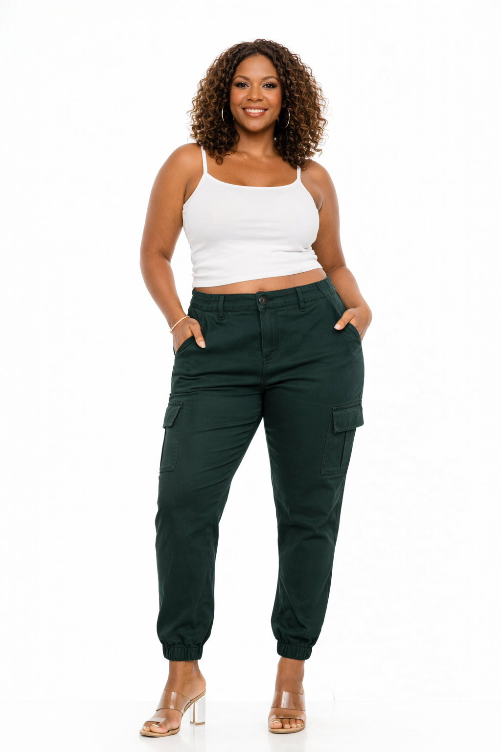 Cargo Joggers for Women and Deep Pockets Army Green