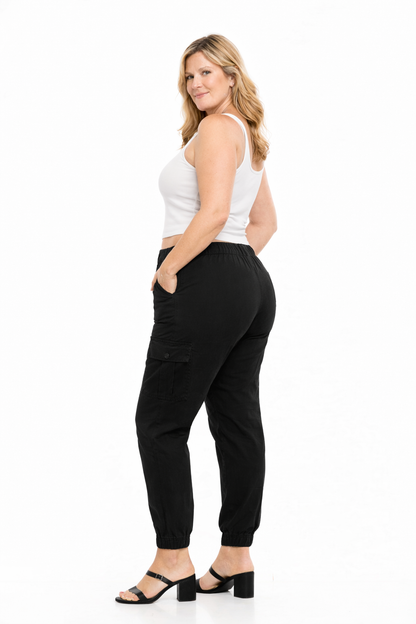 Cargo Joggers for Women and Deep Pockets Black