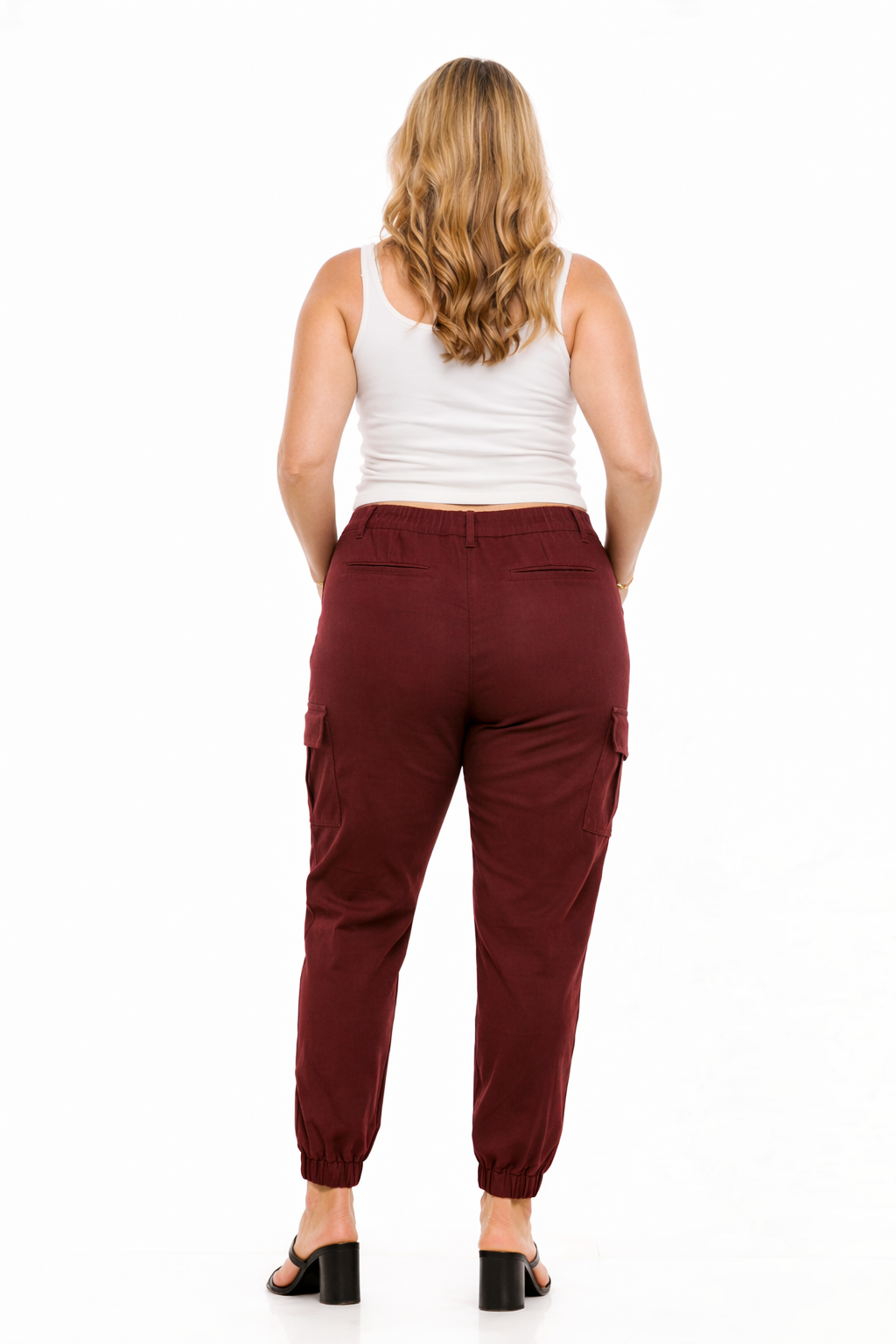 Cargo Joggers for Women and Deep Pockets Burgundy