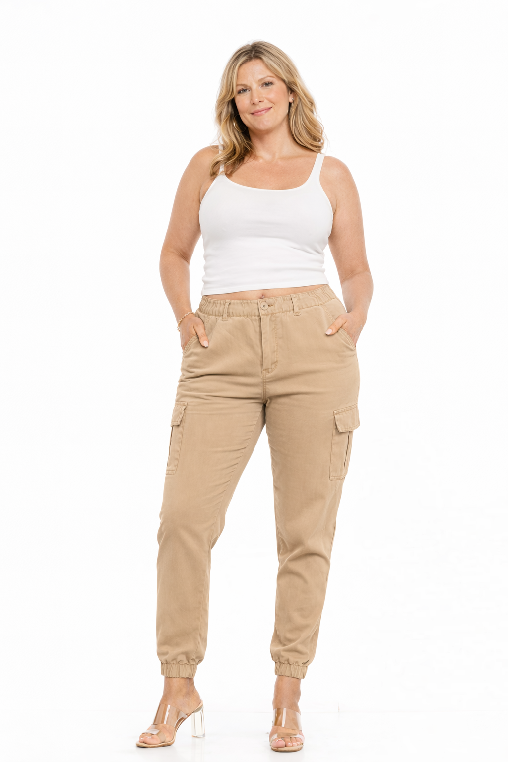Cargo Joggers for Women and Deep Pockets Khaki