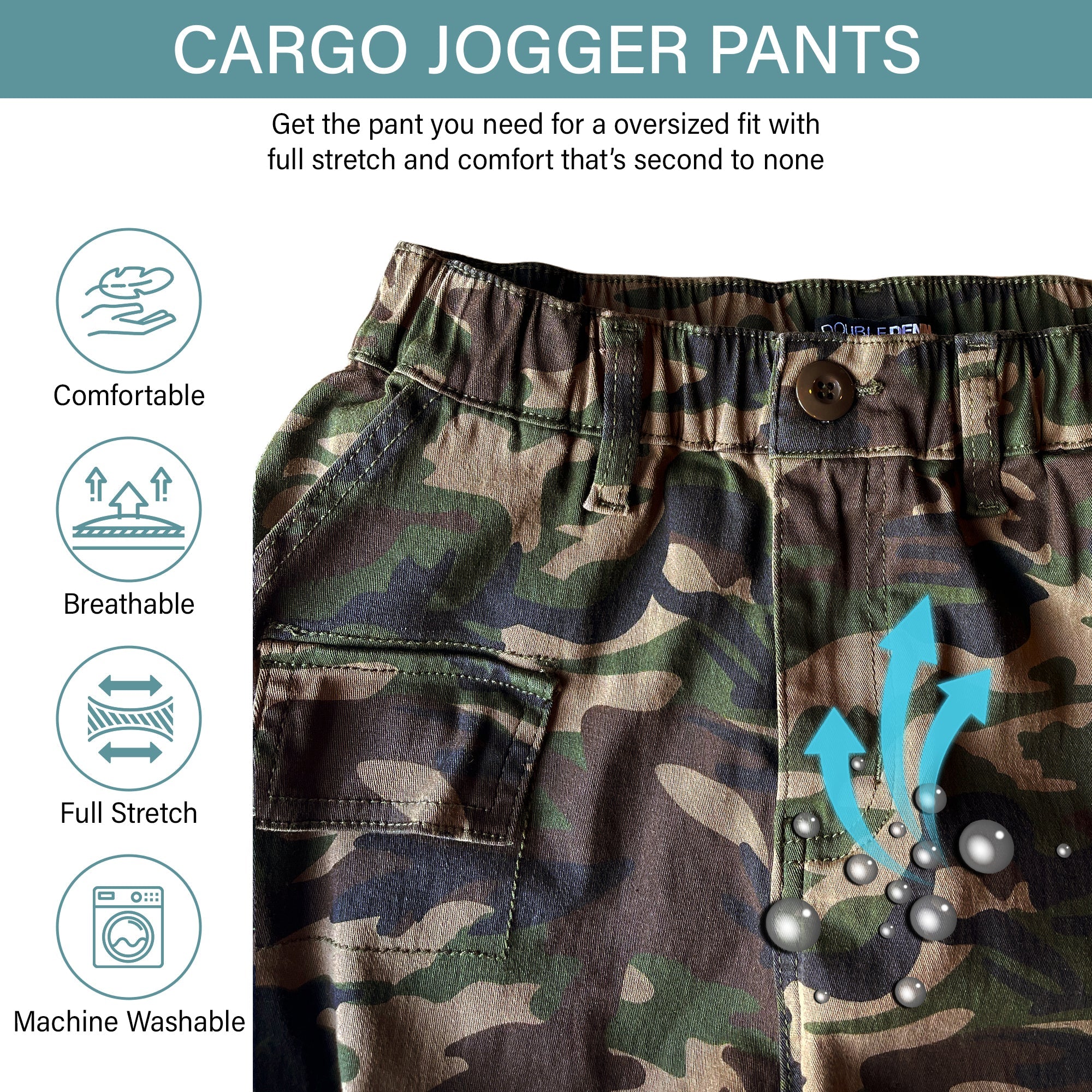 Women's Cargo Jogger Pants Elastic High Waist Lavender